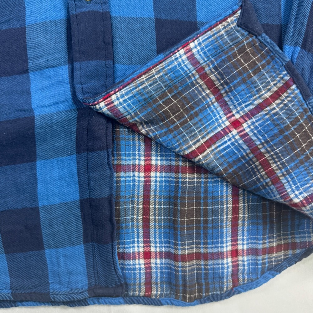 Polo Ralph‎ Lauren Buffalo Check Flannel Shirt Mens XL Blue Plaid Classic Fit - Picture 5 of 8